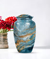 10-inch colourful swirl urn, classic design for adult ashes.