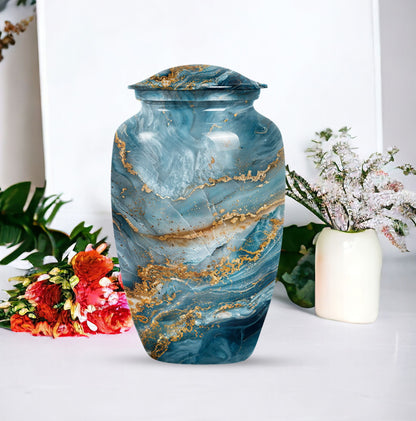 10-inch colourful swirl urn, classic design for adult ashes.