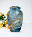 10-inch colourful swirl urn, classic design for adult ashes.