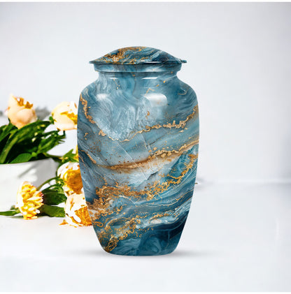 10-inch colourful swirl urn, classic design for adult ashes.