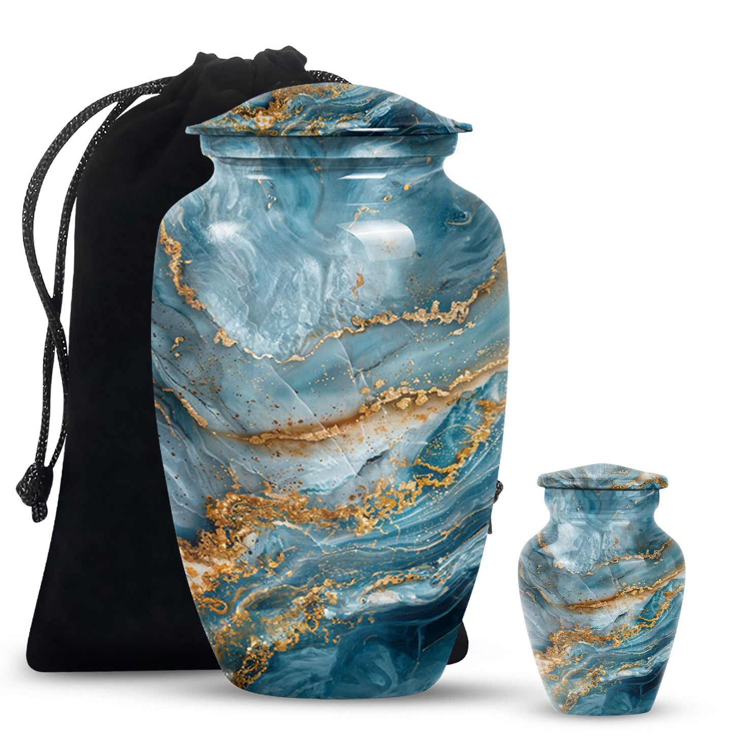 10-inch colourful swirl urn, classic design for adult ashes.