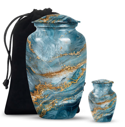 10-inch colourful swirl urn, classic design for adult ashes.