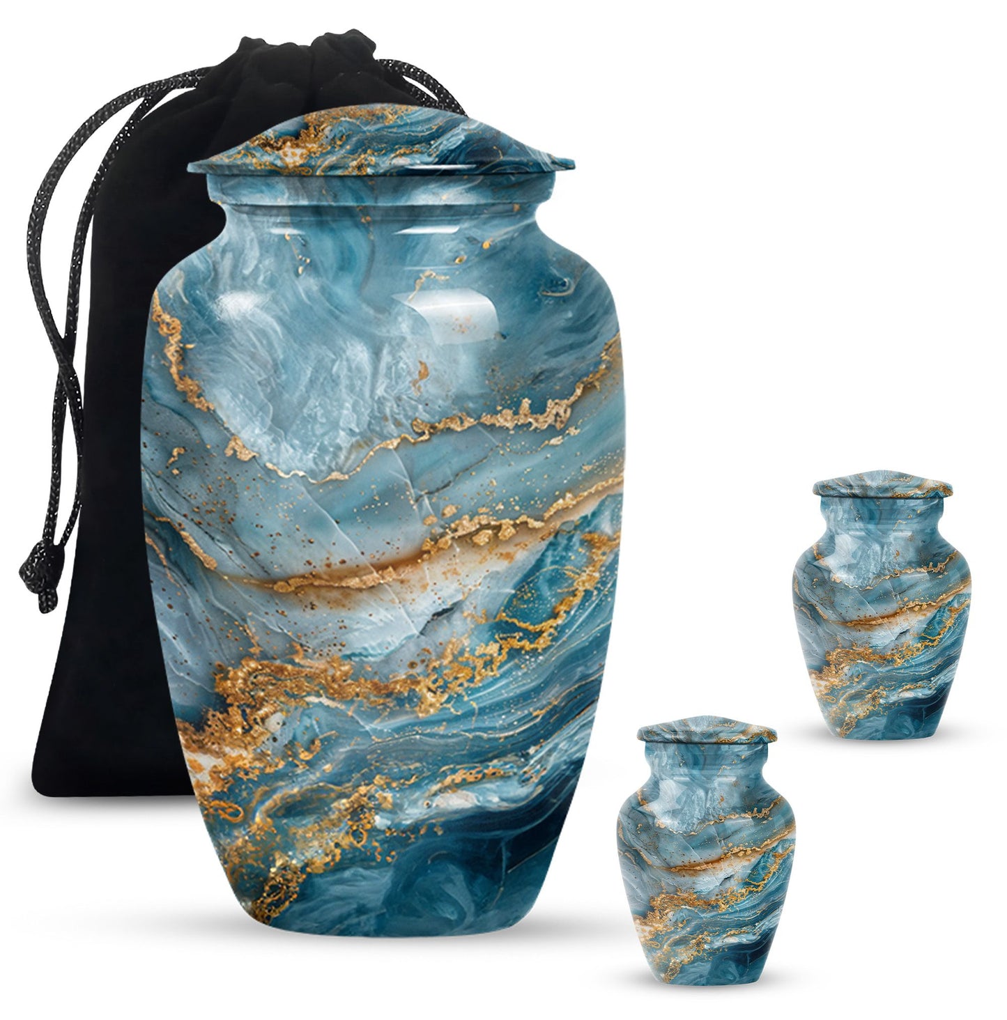 10-inch colourful swirl urn, classic design for adult ashes.
