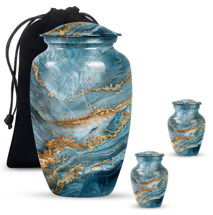 10-inch colourful swirl urn, classic design for adult ashes.