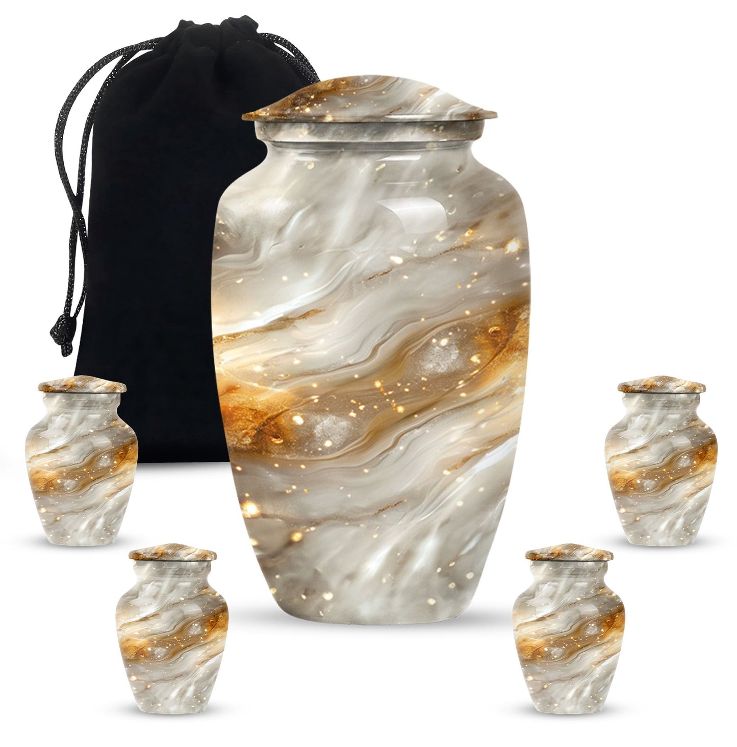 Colourful swirl cremation urn with abstract design for ashes