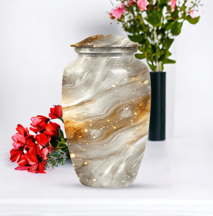 Colourful swirl cremation urn with abstract design for ashes