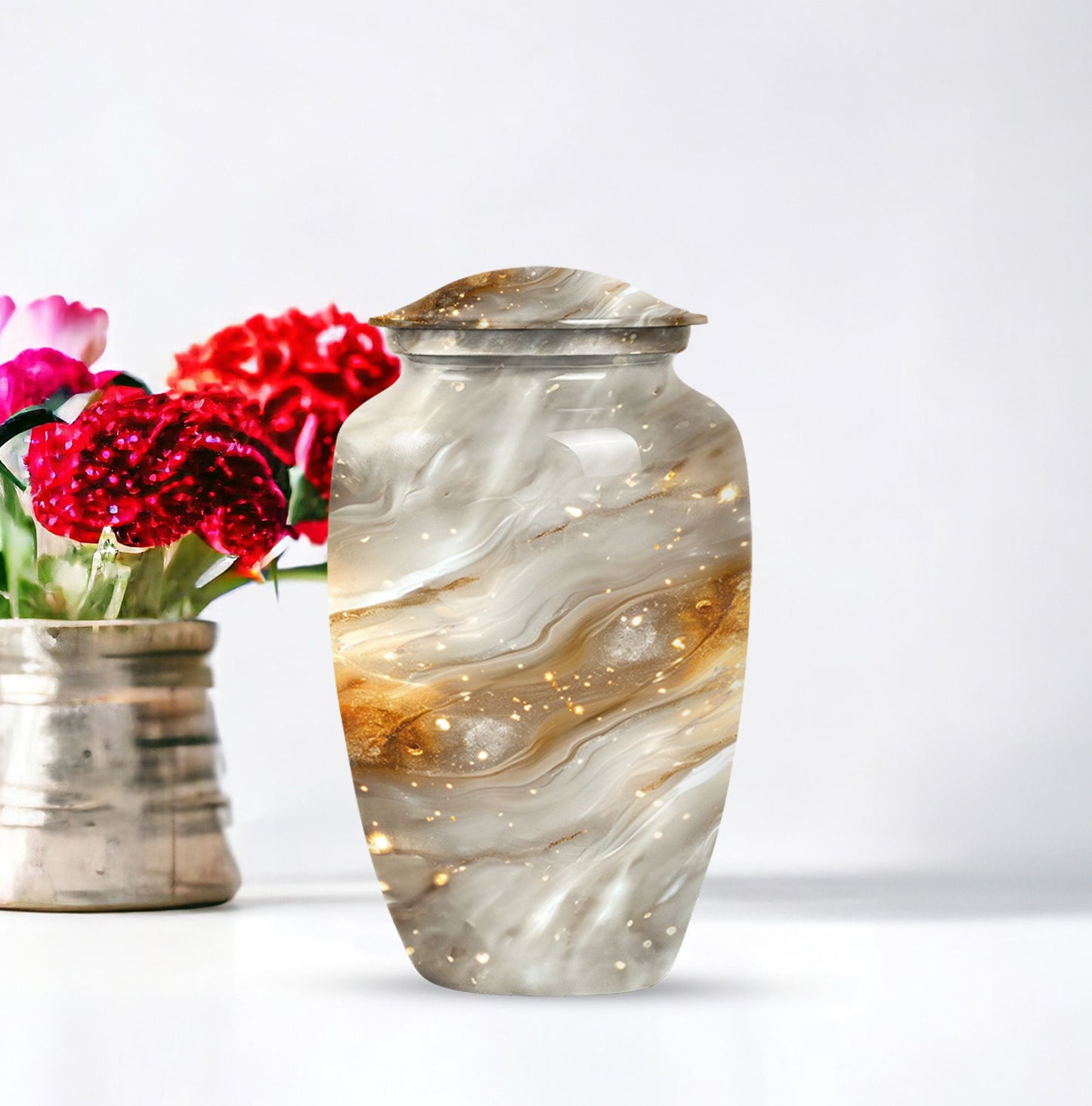 Colourful swirl cremation urn with abstract design for ashes
