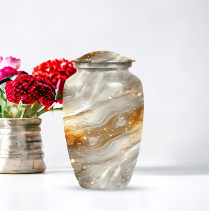 Colourful swirl cremation urn with abstract design for ashes