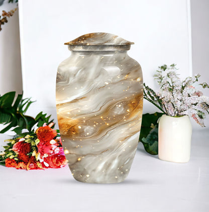 Colourful swirl cremation urn with abstract design for ashes