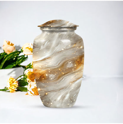 Colourful swirl cremation urn with abstract design for ashes