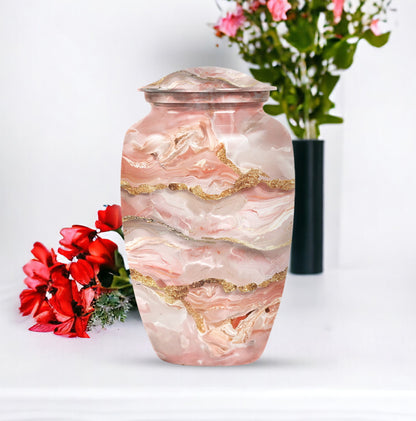 Colourful 10-inch swirl urn, aluminum made.