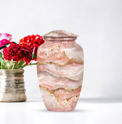 Colourful 10-inch swirl urn, aluminum made.