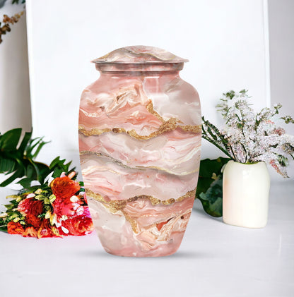 Colourful 10-inch swirl urn, aluminum made.