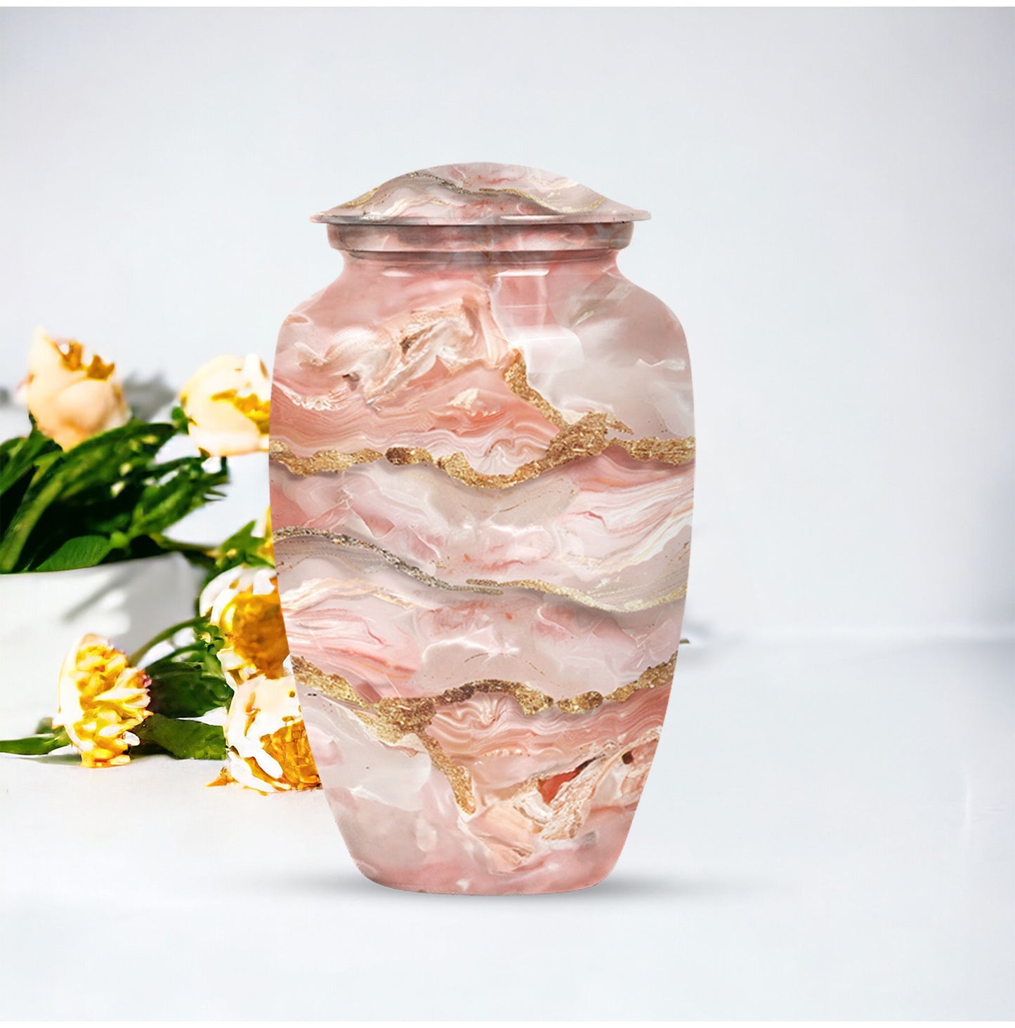 Colourful 10-inch swirl urn, aluminum made.