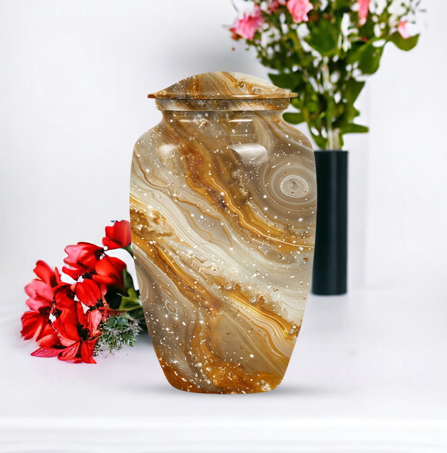 Abstract designed 10-inch Colourful Swirl Urn