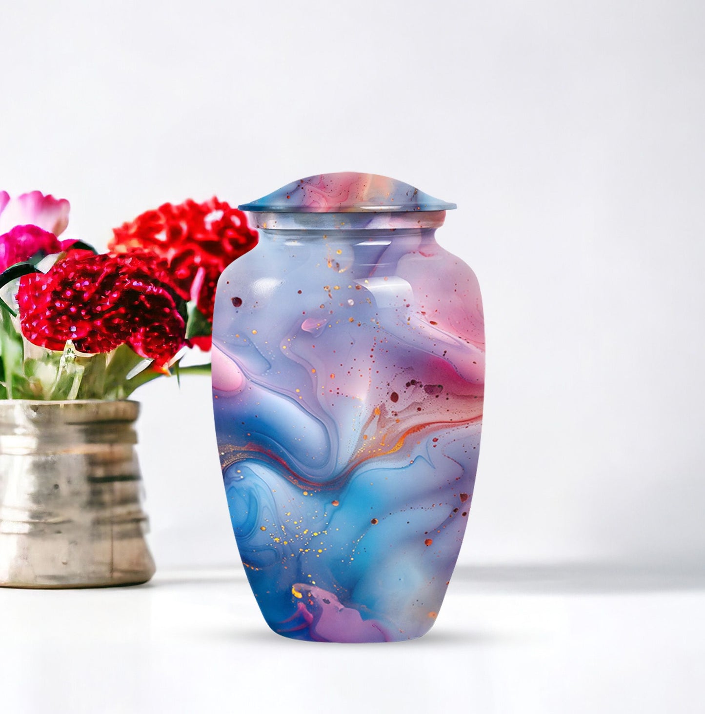 colourful swirl urn.