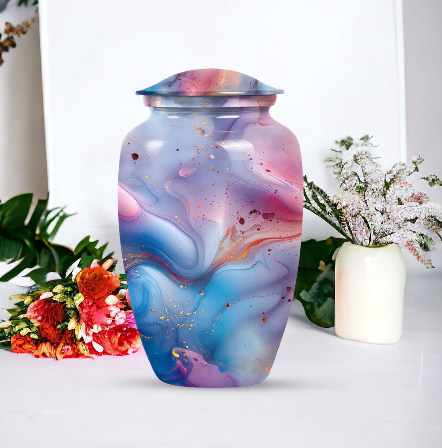 colourful swirl urn.