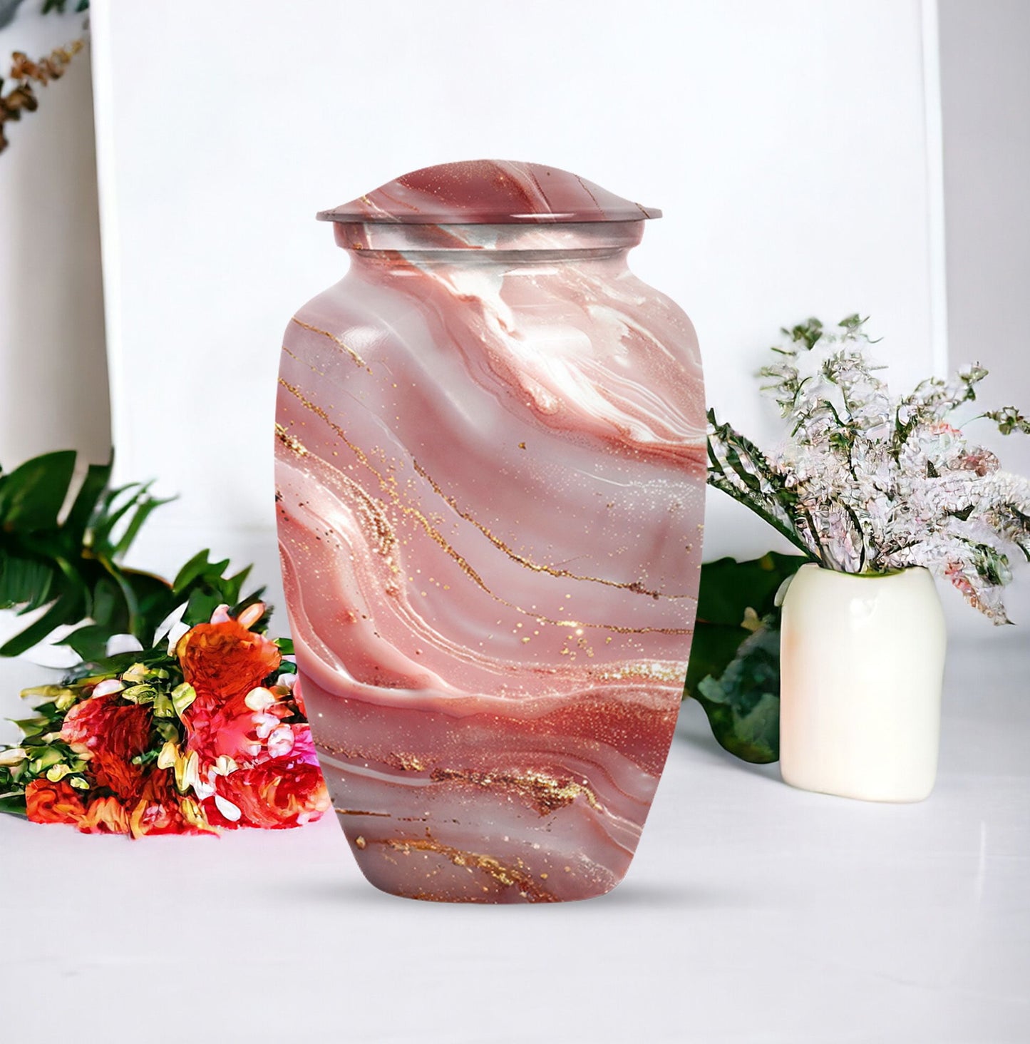 colourful swirl, classic urn for adult men's memorial ashes