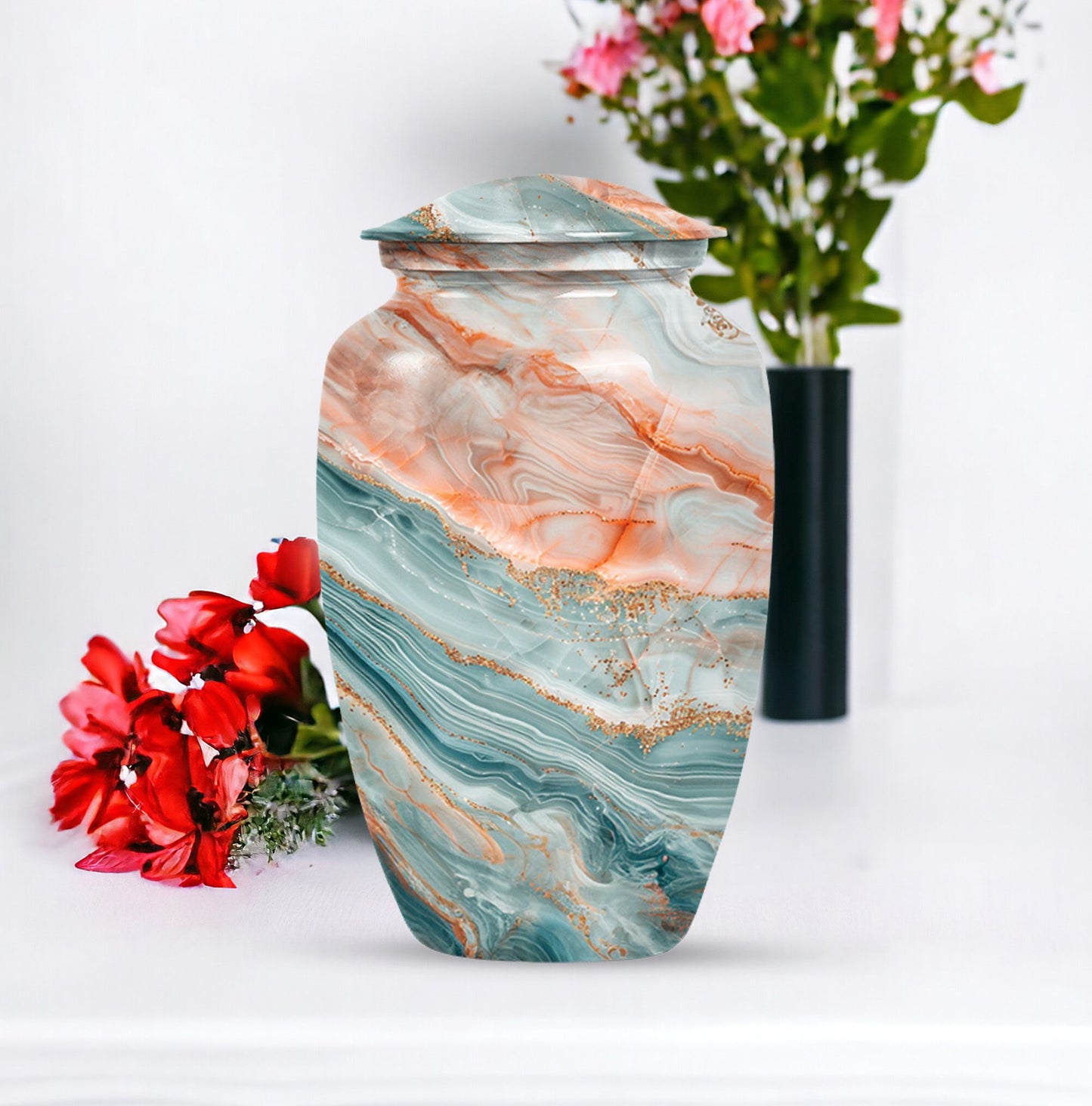 Colourful Swirl Urn for human ashes.