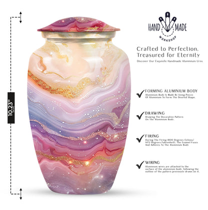 Colourful swirl 10-inch classic urn for human ashes