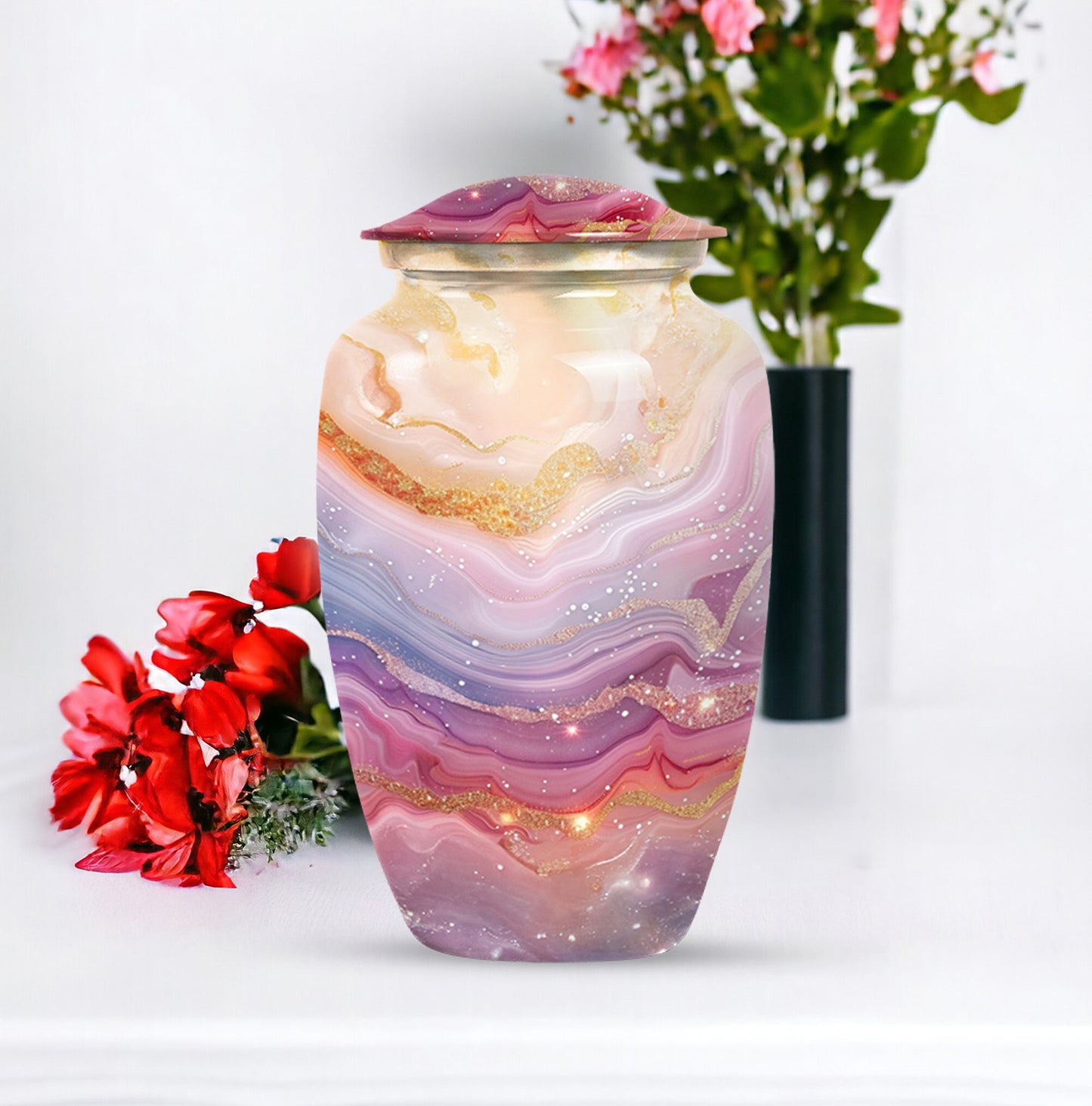 Colourful swirl 10-inch classic urn for human ashes