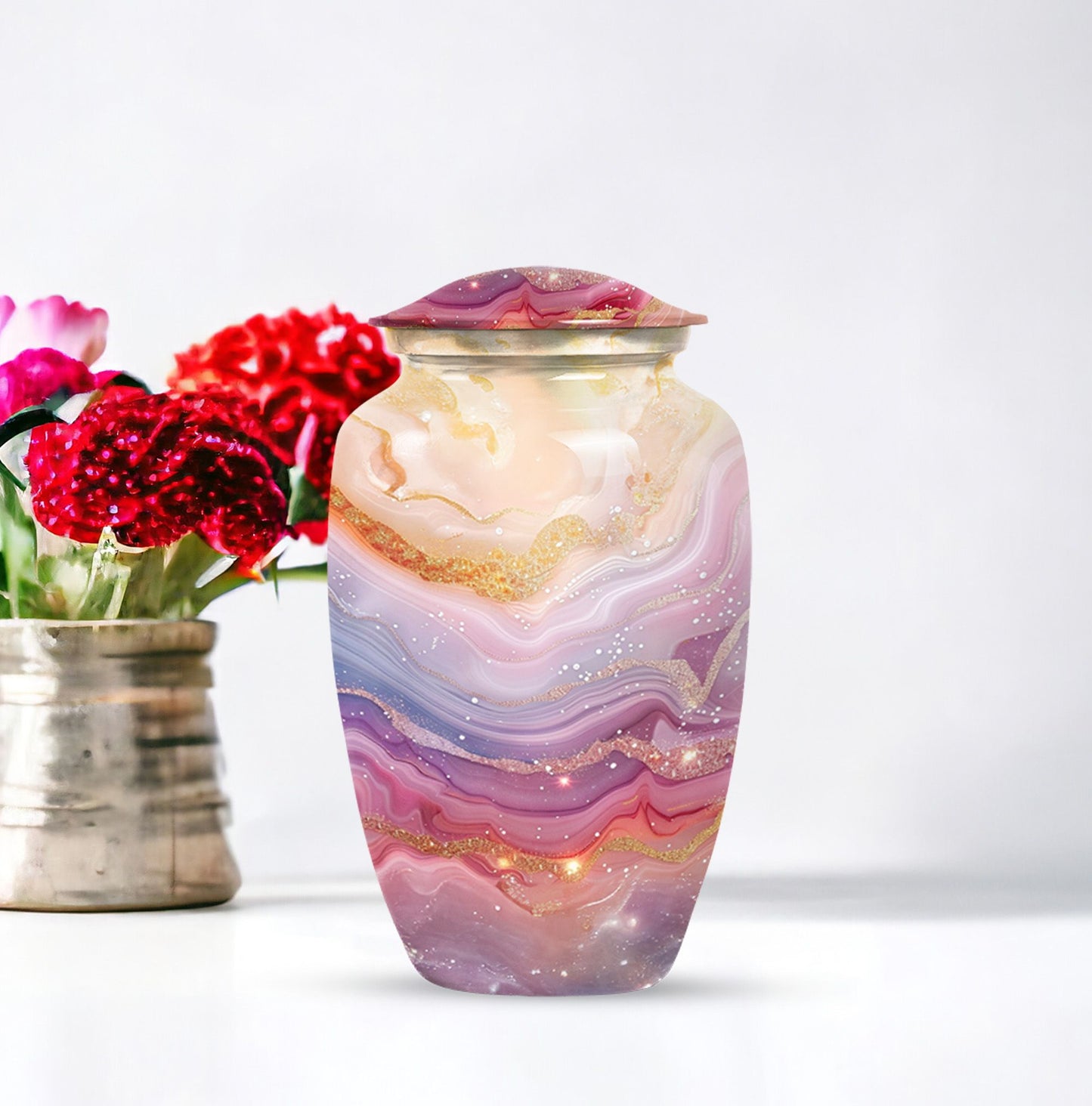 Colourful swirl 10-inch classic urn for human ashes