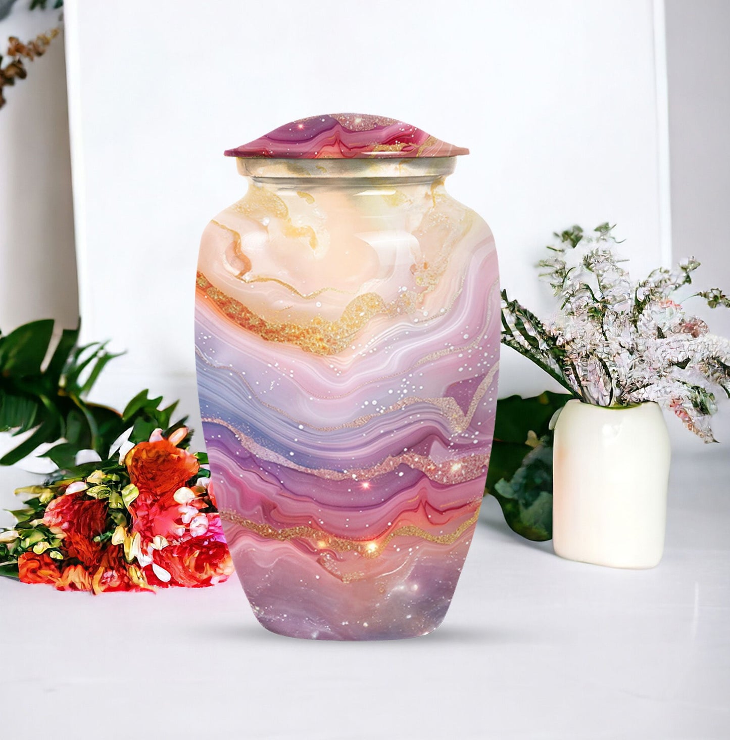 Colourful swirl 10-inch classic urn for human ashes