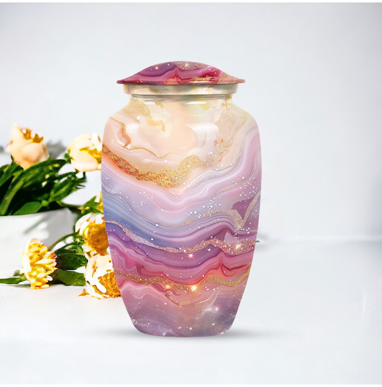 Colourful swirl 10-inch classic urn for human ashes