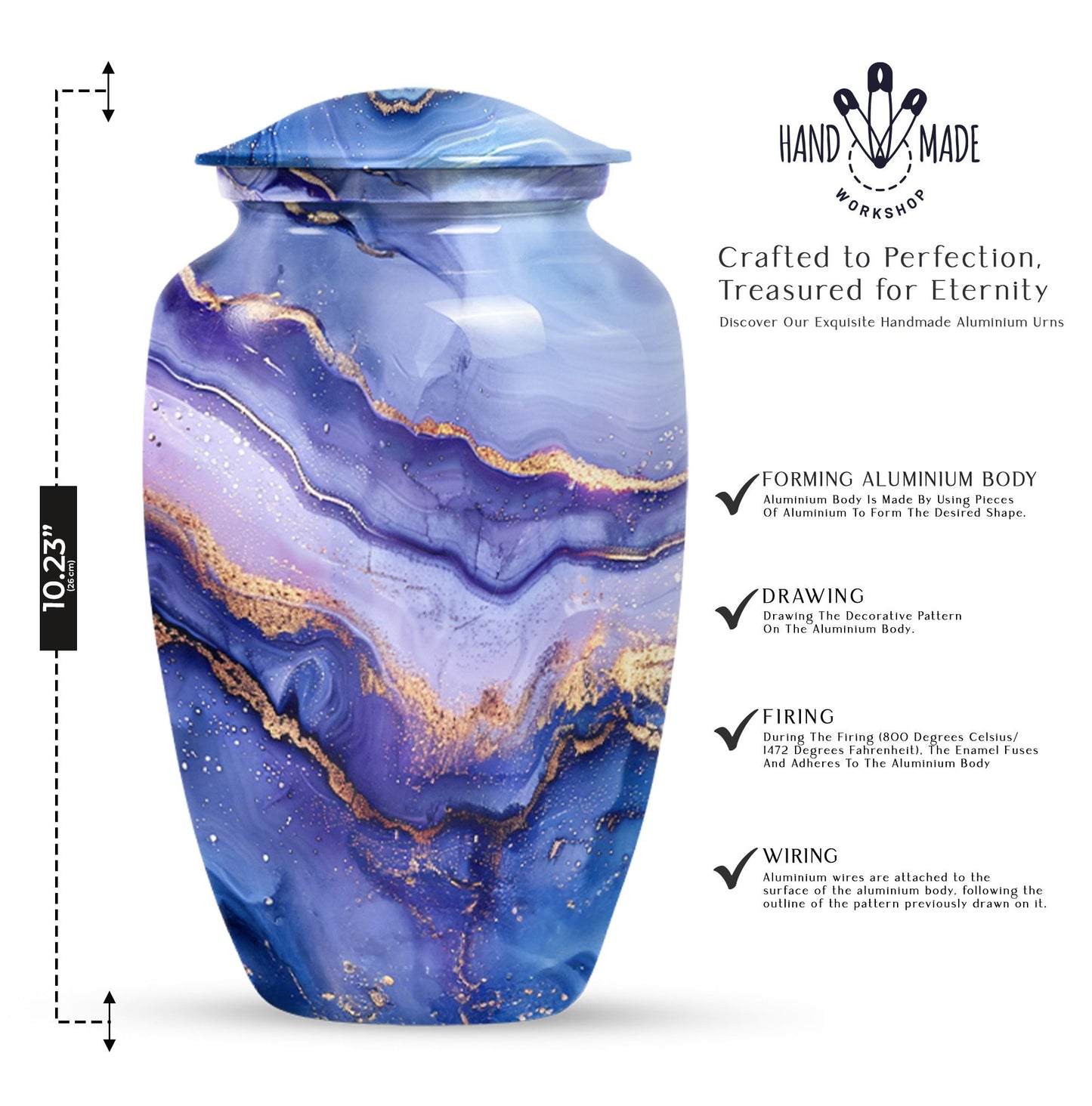 Abstract classic urn for adult male cremation.