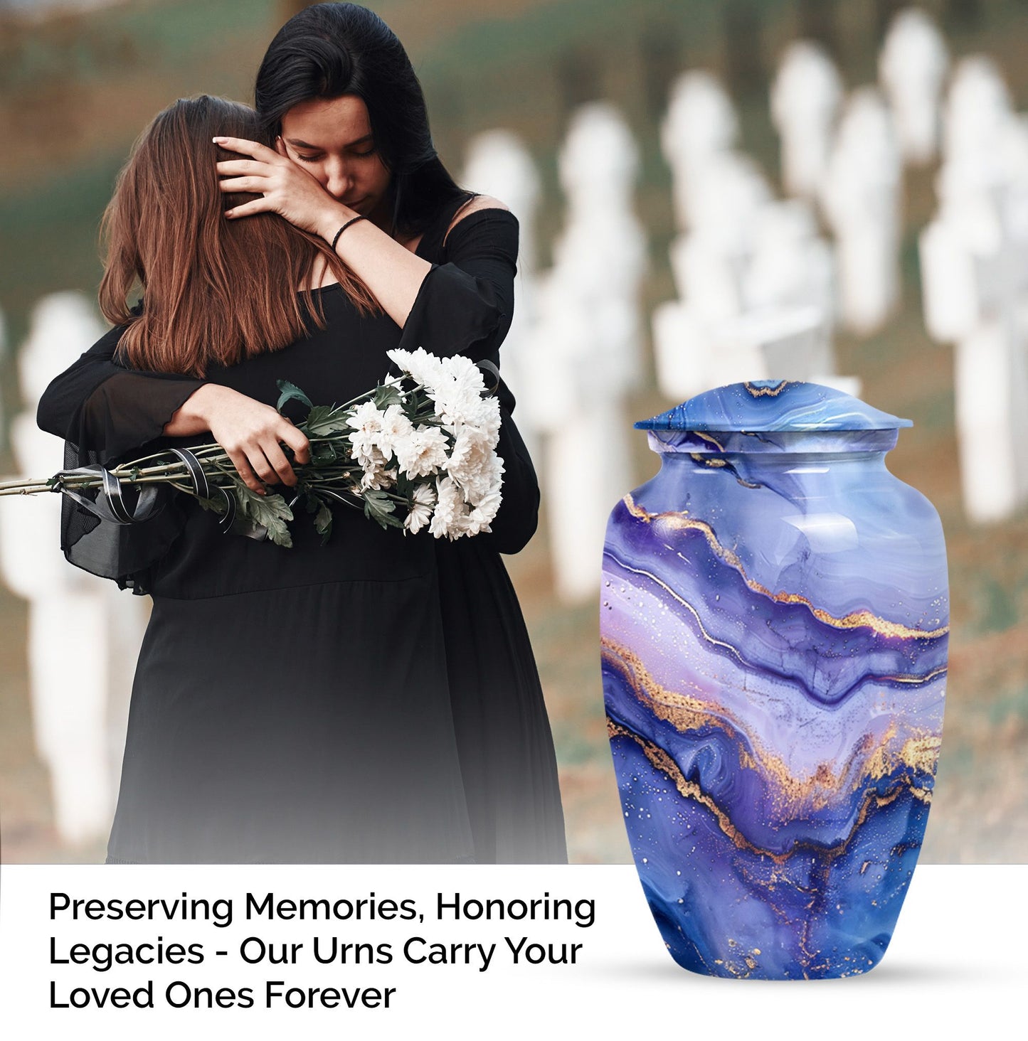 Abstract classic urn for adult male cremation.