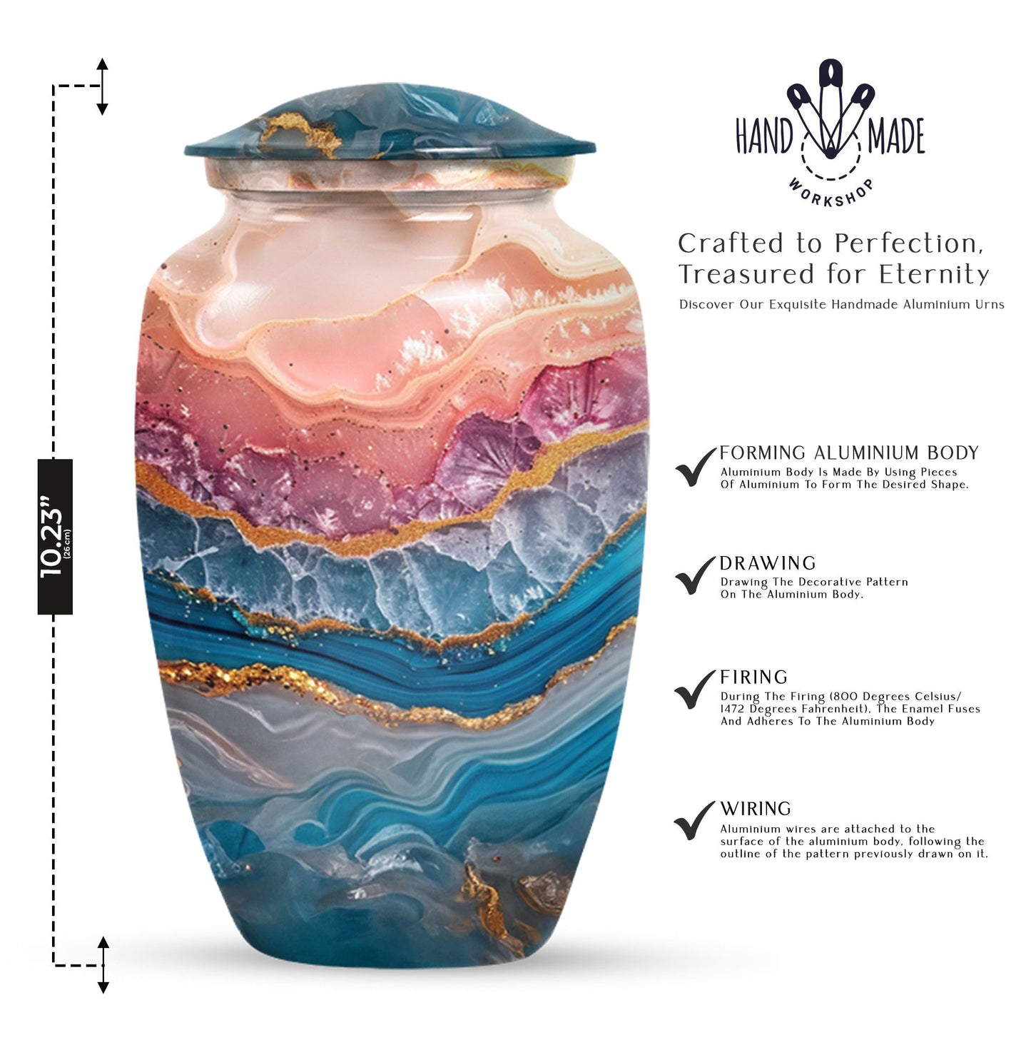 Classic 10-inch abstract urn perfect for adult human ashes