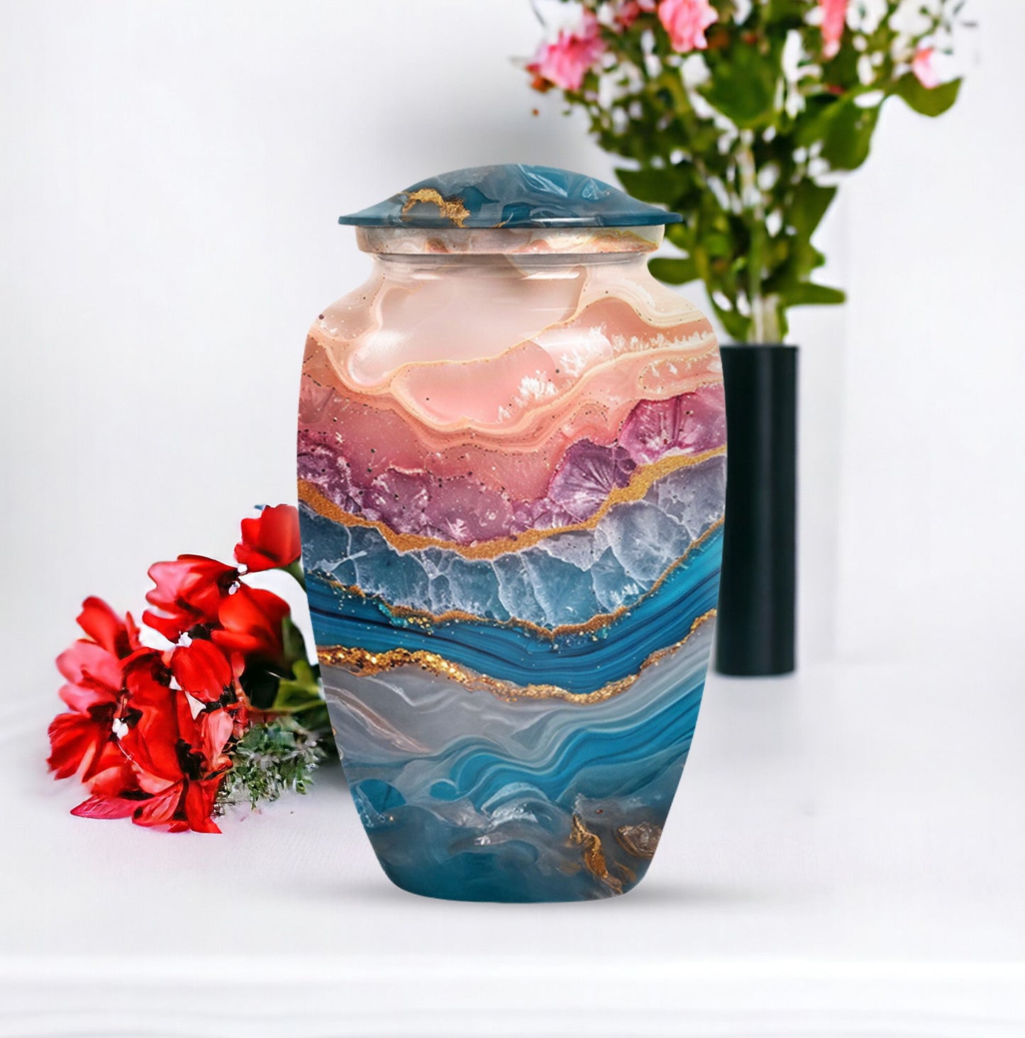 Classic 10-inch abstract urn perfect for adult human ashes