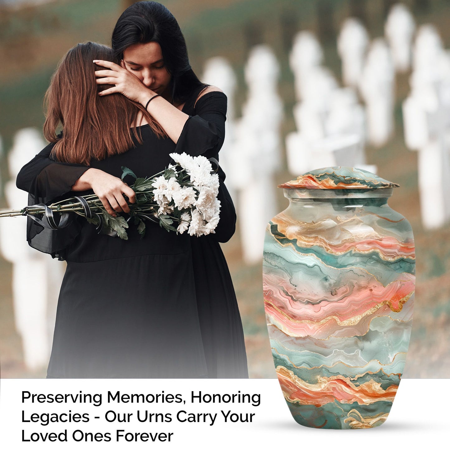 Classic 10-inch Abstract Urn for men's ashes, customizable