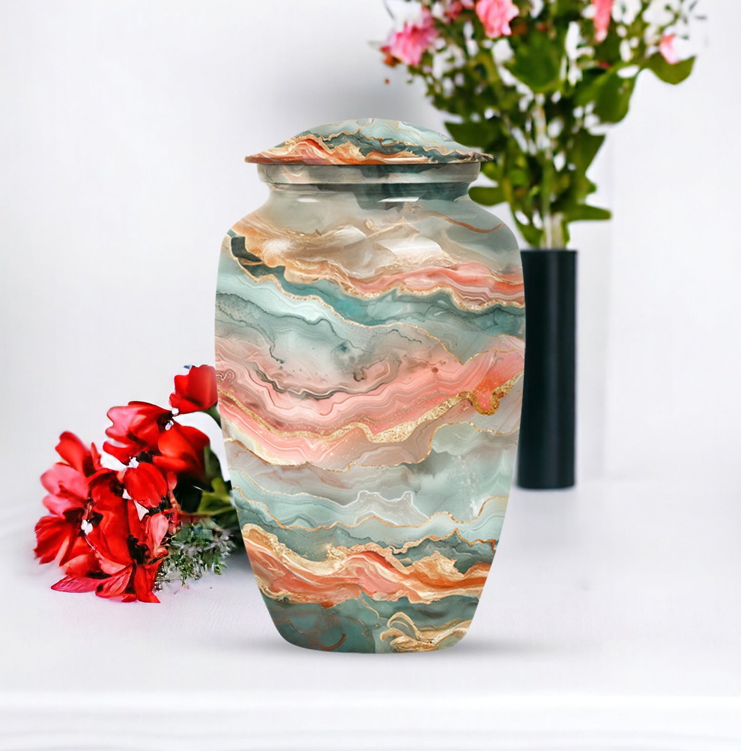Classic 10-inch Abstract Urn for men's ashes, customizable