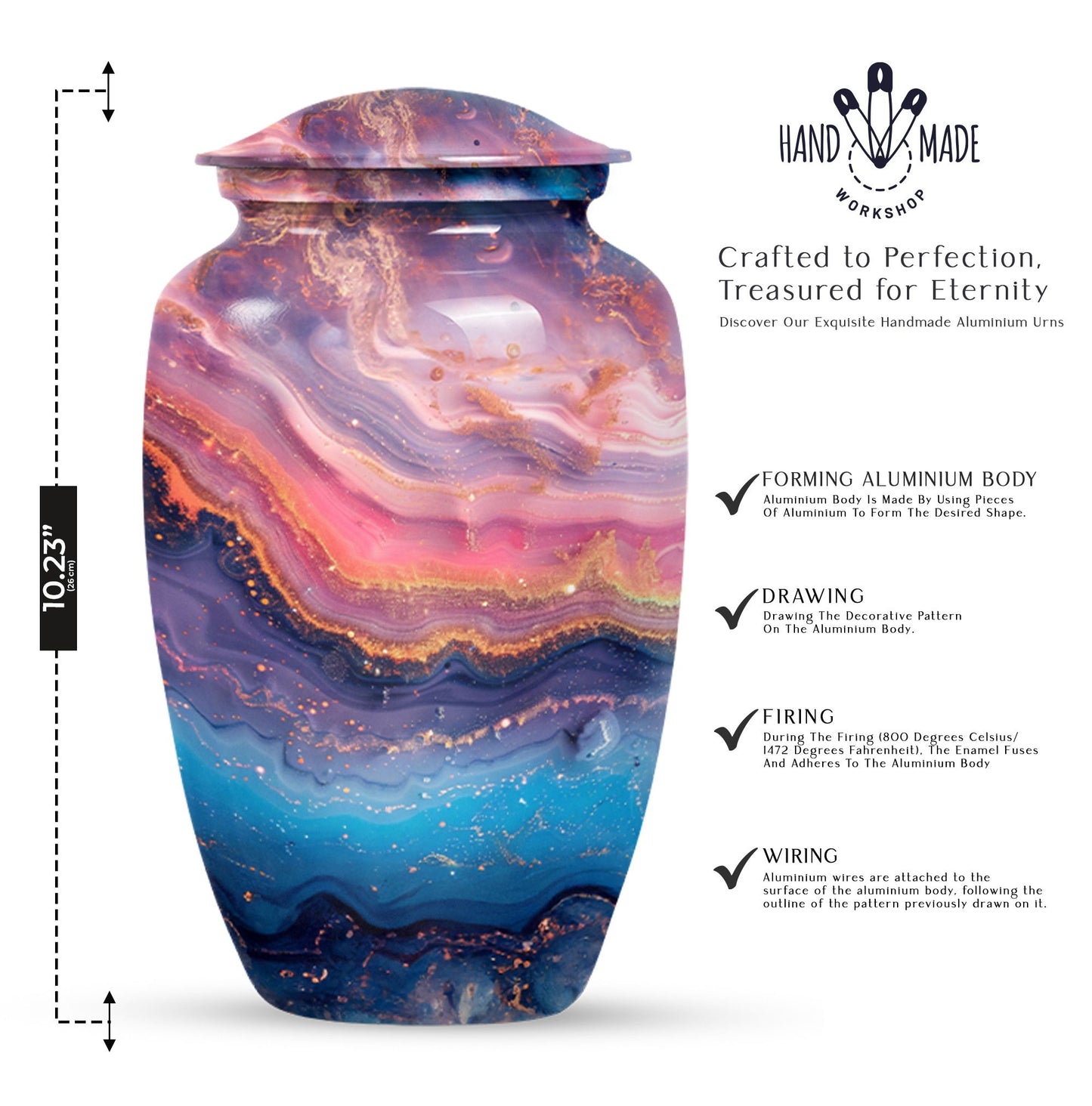 Abstract Urn, Classic Design Large Cremation Urn for male