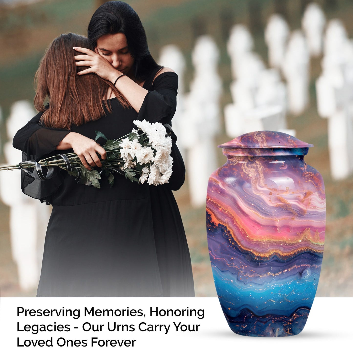Abstract Urn, Classic Design Large Cremation Urn for male