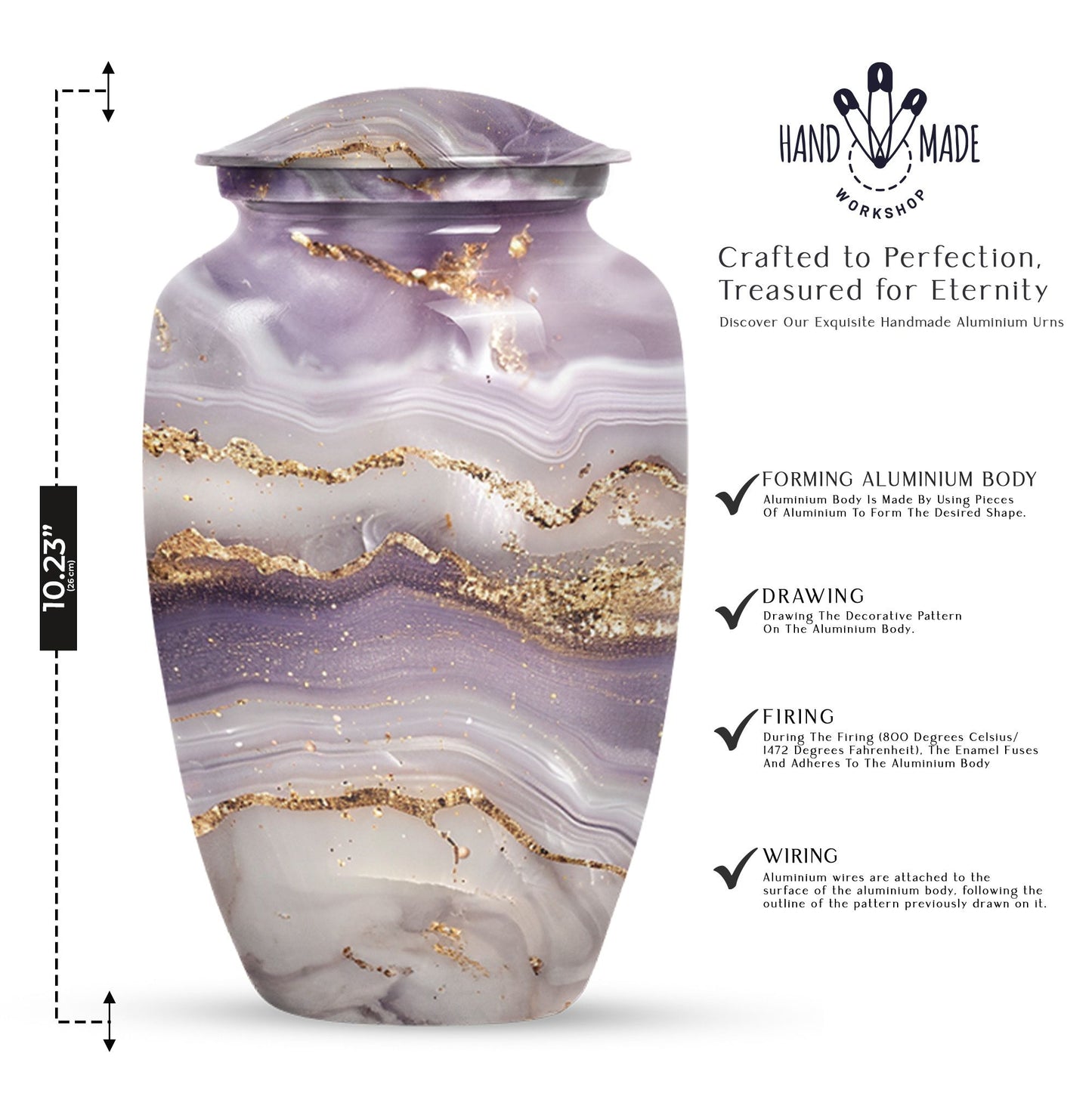 Elegant 10-inch abstract funeral urn in classic design
