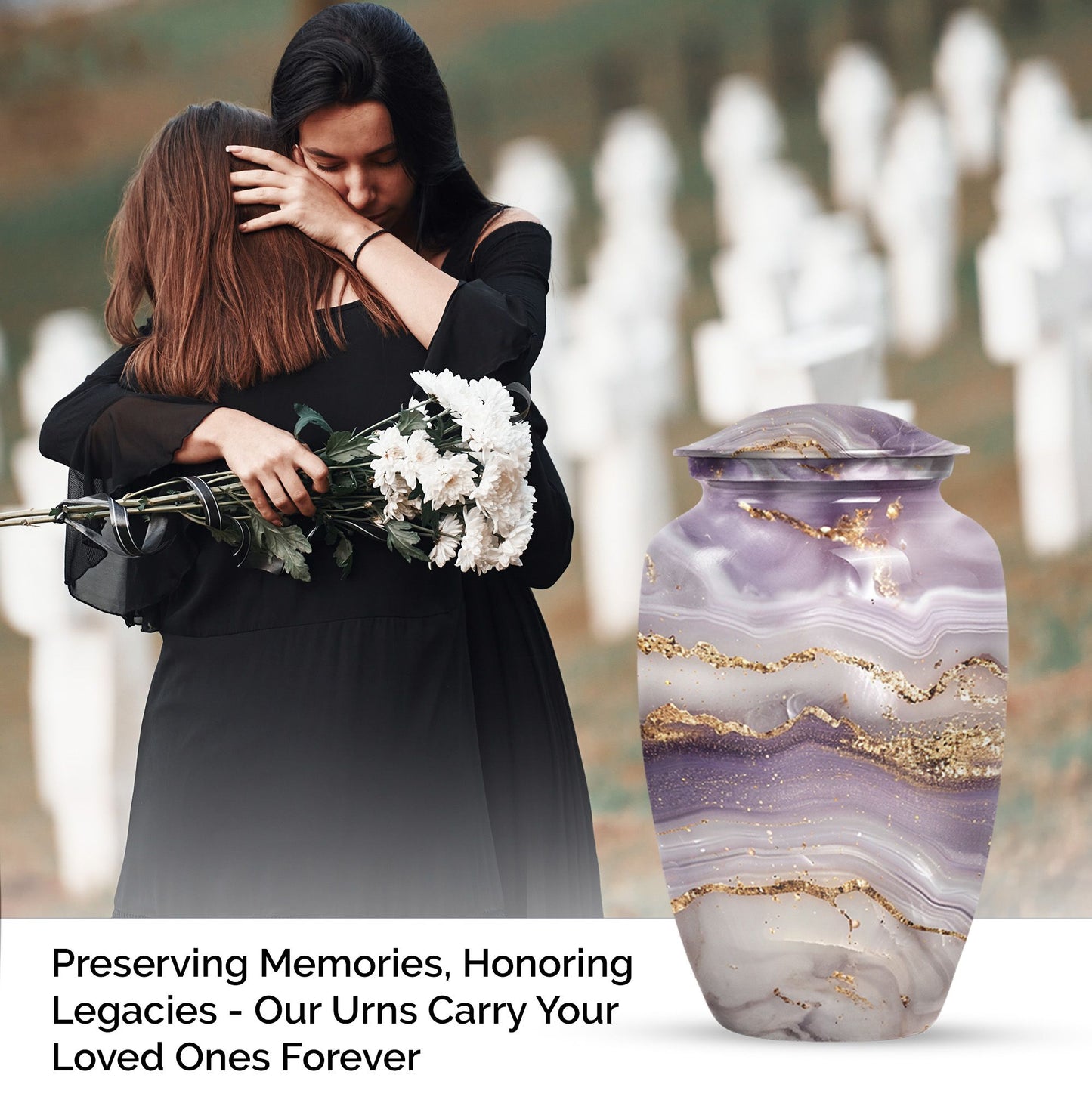 Elegant 10-inch abstract funeral urn in classic design