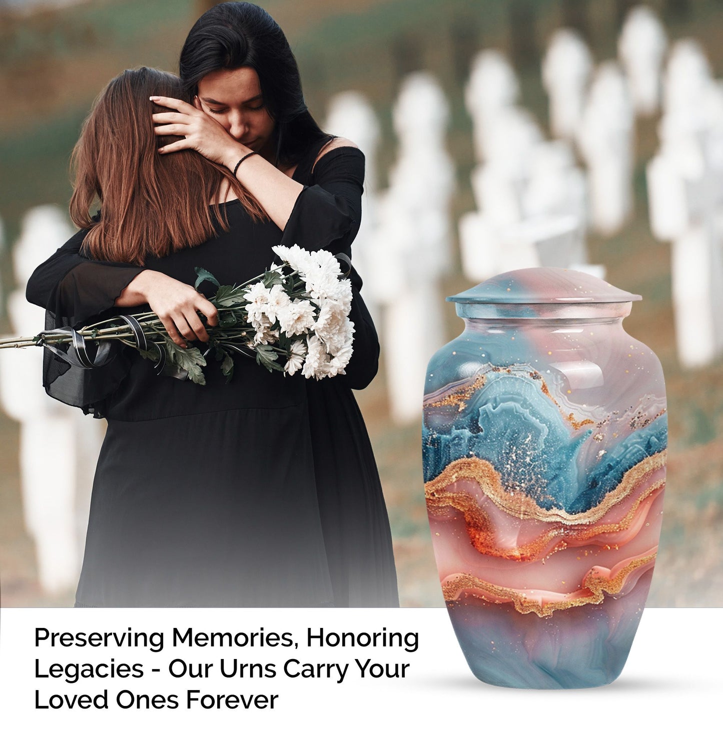Abstract 10-inch Classic Urn for women's ashes.