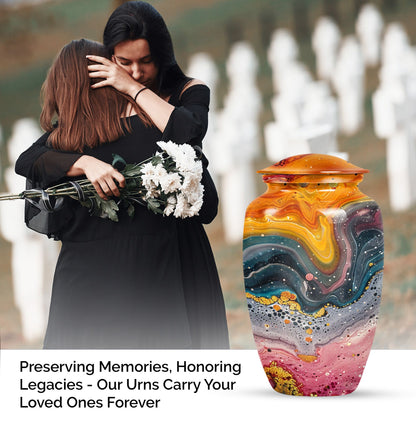 10 Inch abstract cremation urn with personalized engraving