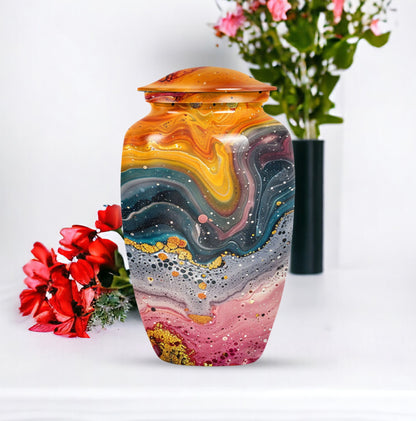 10 Inch abstract cremation urn with personalized engraving