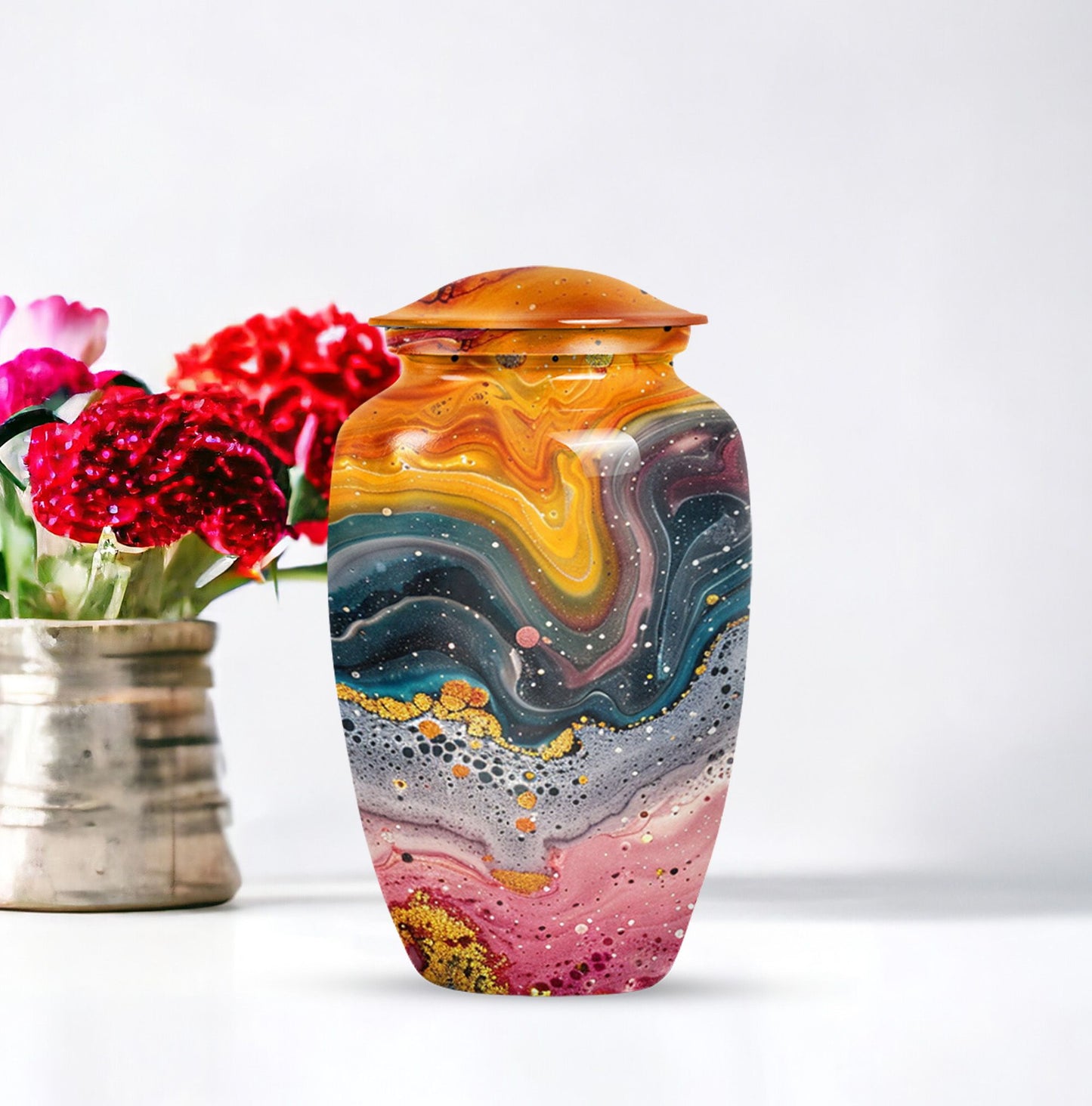 10 Inch abstract cremation urn with personalized engraving