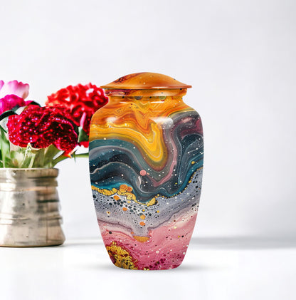 10 Inch abstract cremation urn with personalized engraving