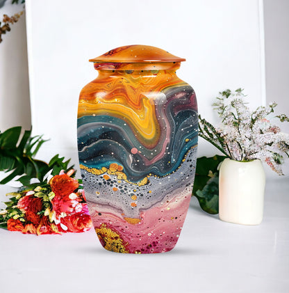 10 Inch abstract cremation urn with personalized engraving