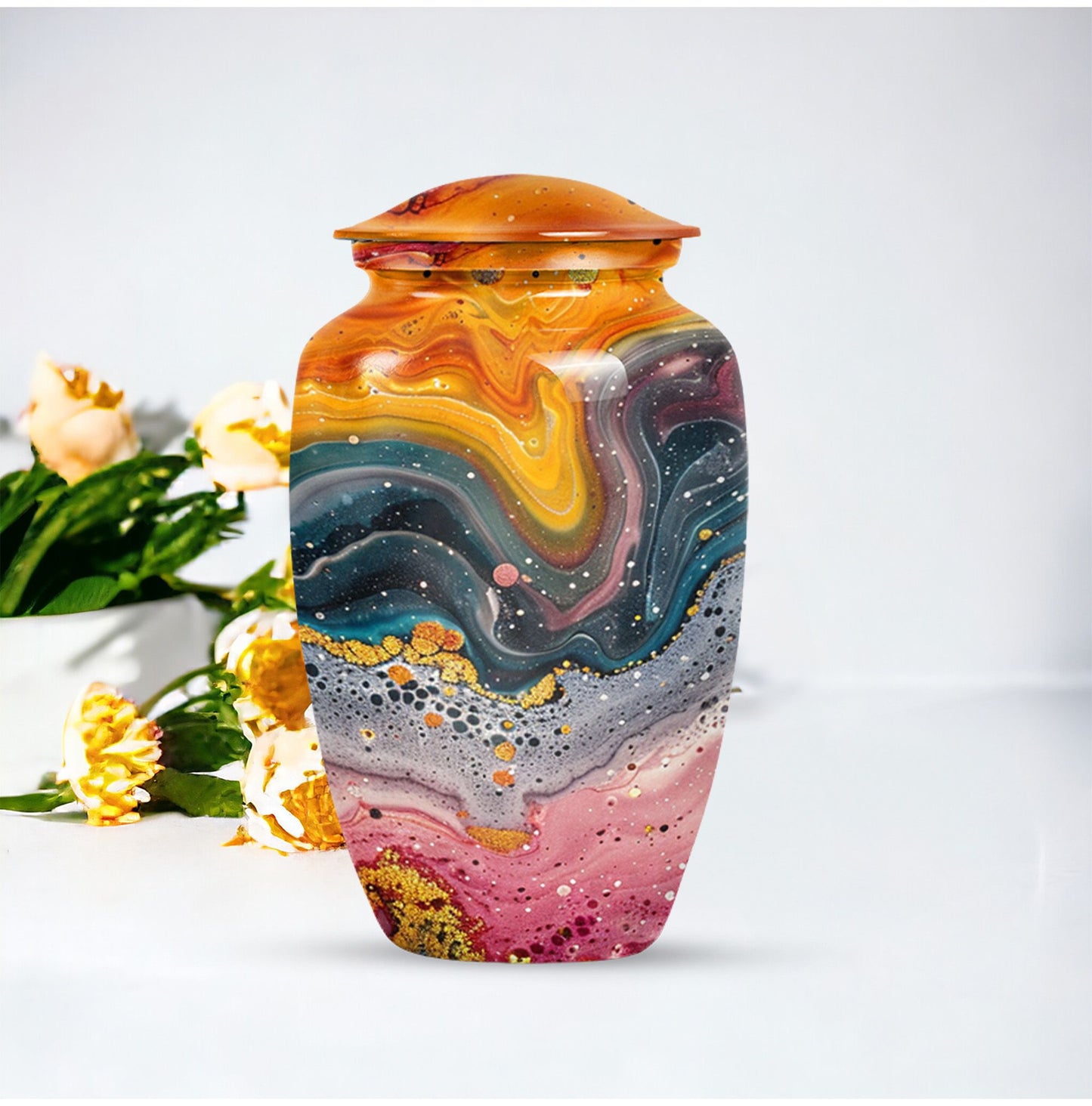 10 Inch abstract cremation urn with personalized engraving