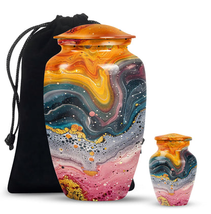 10 Inch abstract cremation urn with personalized engraving