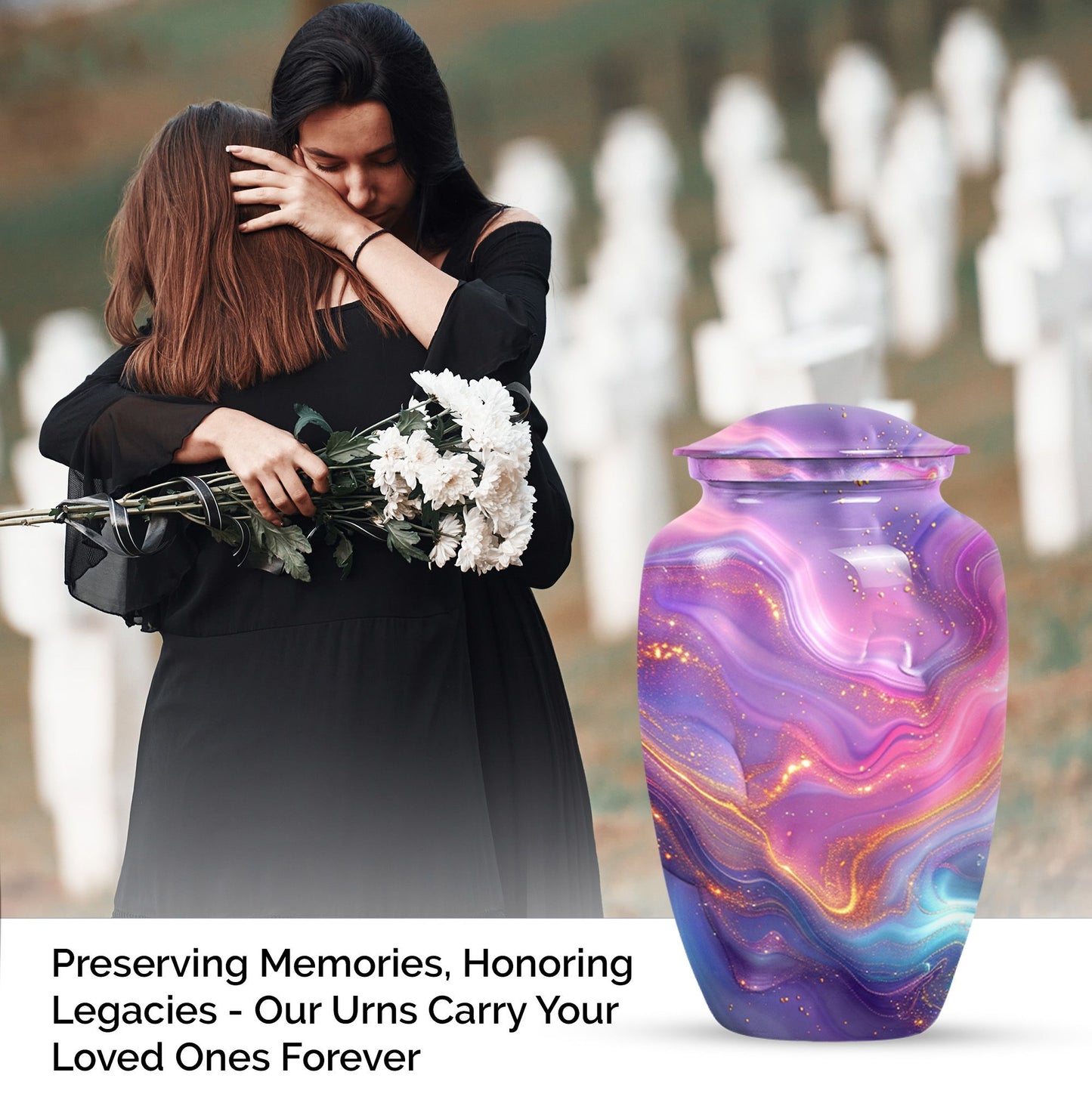 Classic abstract urn for dad, a memorial cremation urn