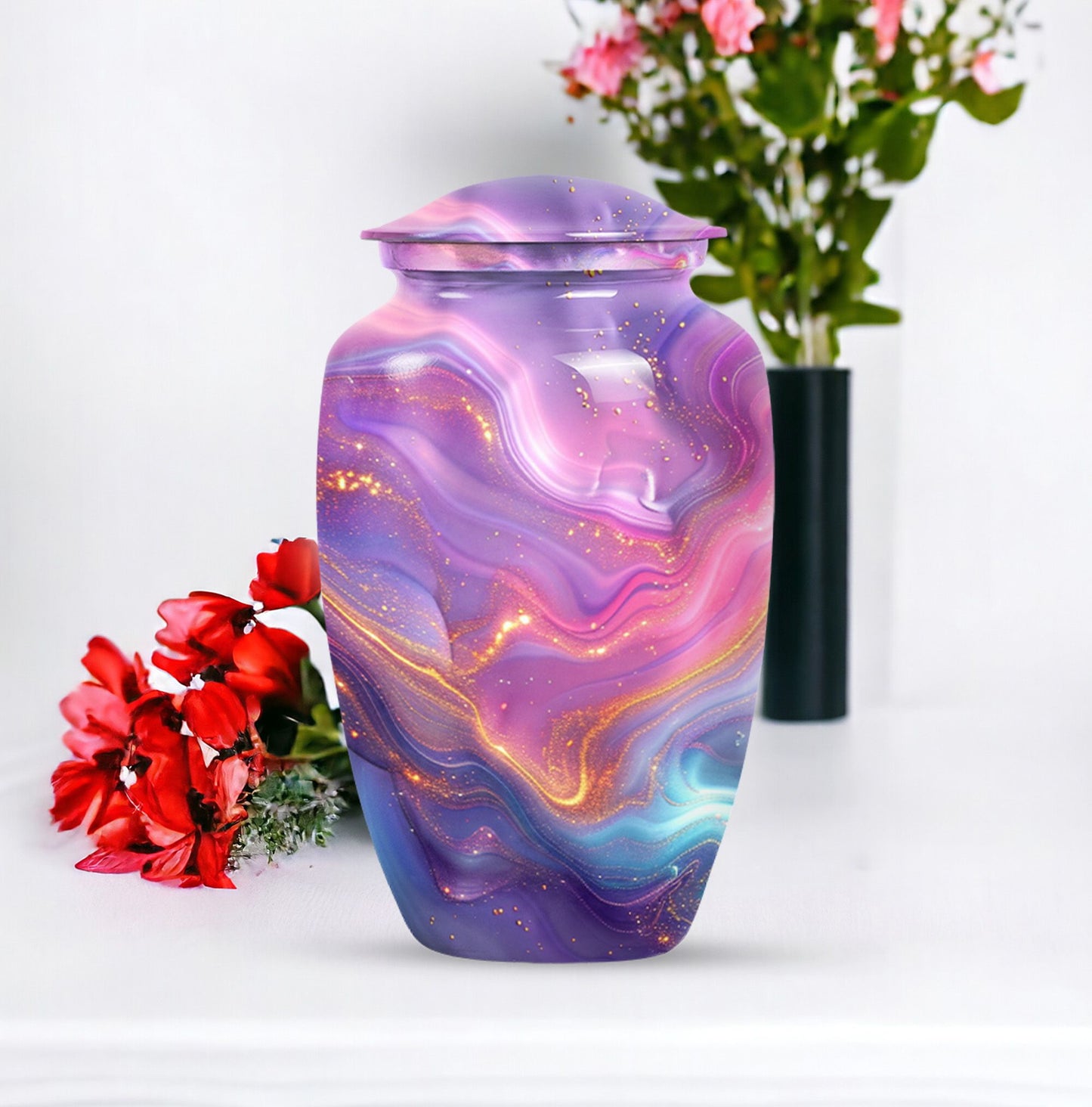 Classic abstract urn for dad, a memorial cremation urn