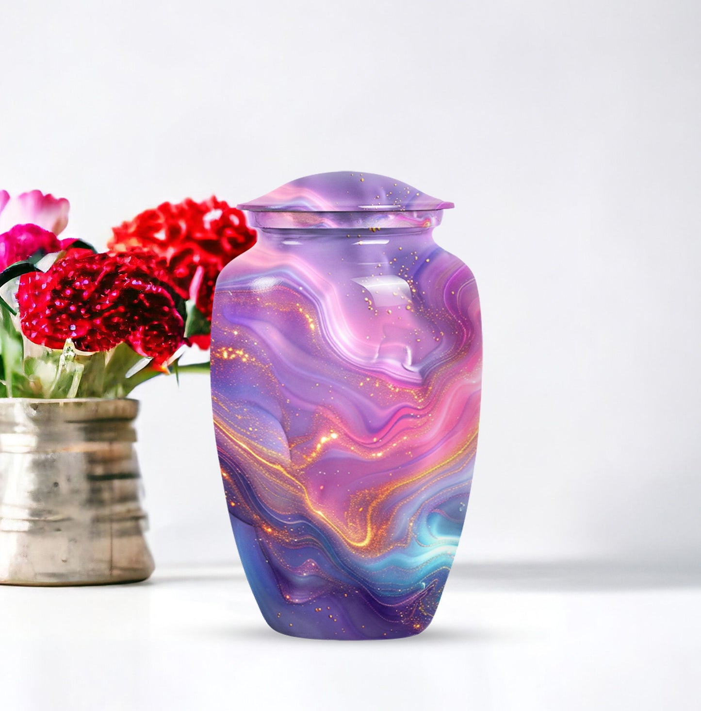 Classic abstract urn for dad, a memorial cremation urn
