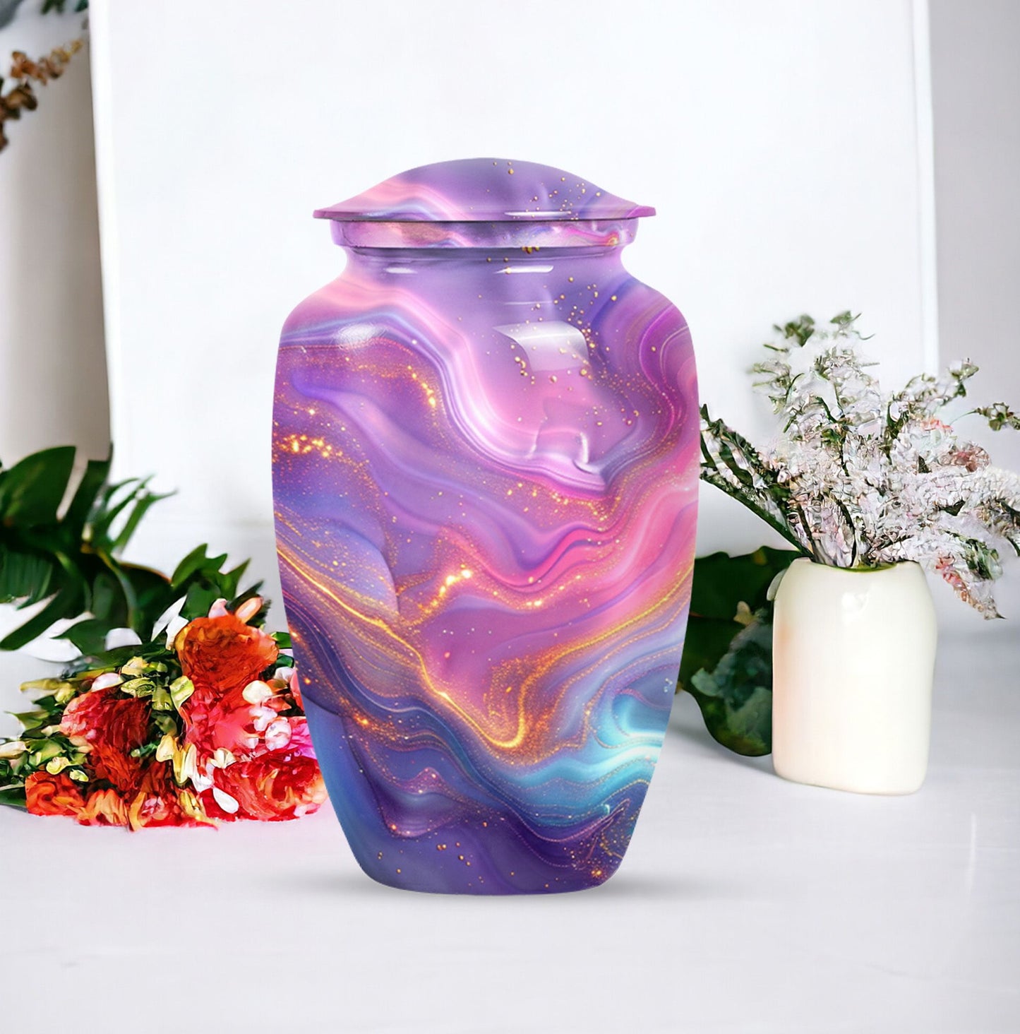 Classic abstract urn for dad, a memorial cremation urn